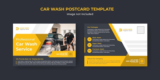 Car washing postcard design Premium Vector