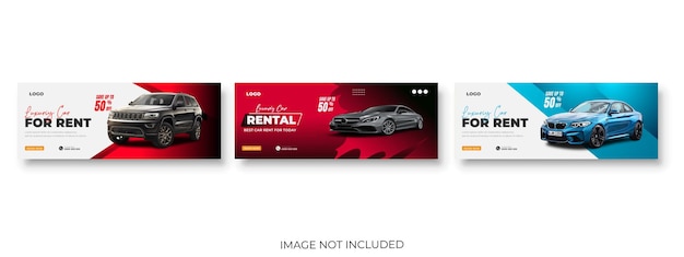 Car web banner template horizontal social media Facebook or Instagram cover post advertising bundle