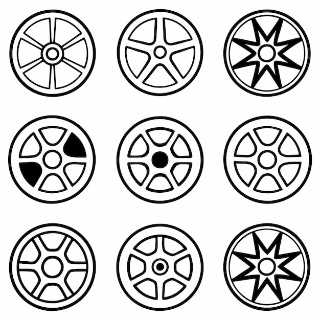 Vector car wheel icon set