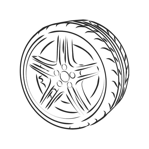 Car Wheel Wire Model EPS10 Vector, car wheel, vector sketch illustration