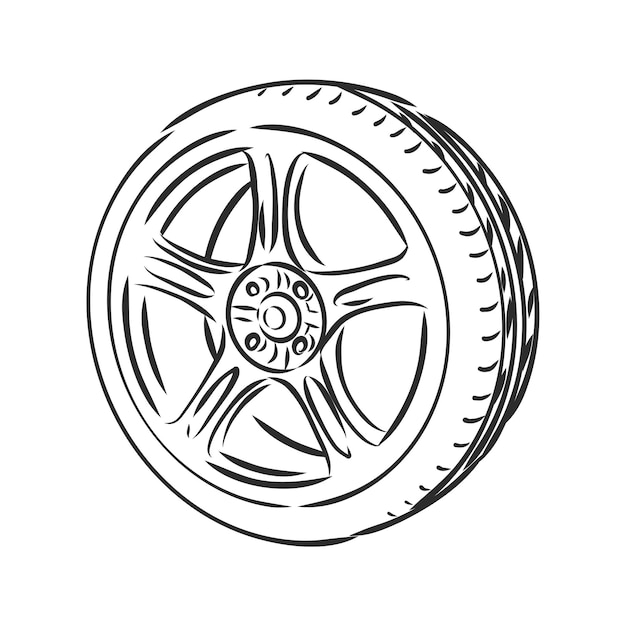 Car Wheel Wire Model EPS10 Vector, car wheel, vector sketch illustration