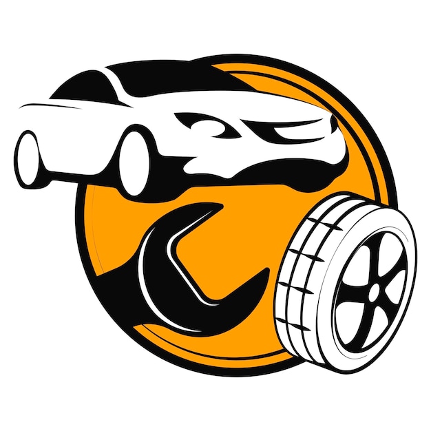 Car wheel and wrenches Tire repair and service symbol