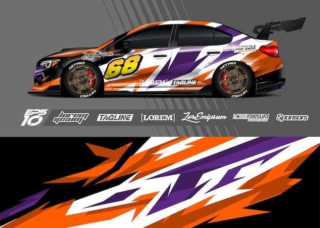 Car wrap decal . Abstract stripe racing