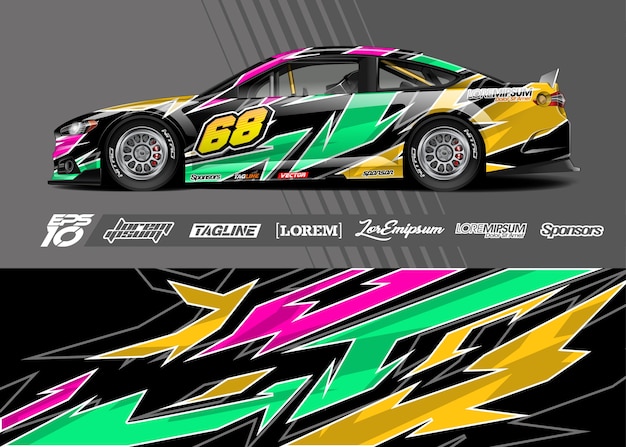 Car wrap decal . Abstract stripe racing