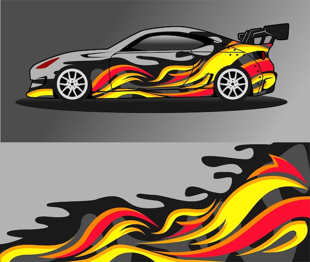 car wrap decal design abstract design isolated on black background