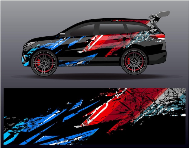 Car wrap decal design vector  for advertising or custom livery