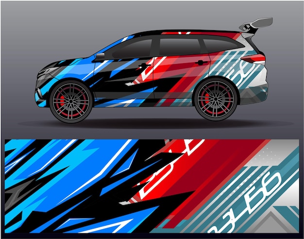 Car wrap decal design vector  for advertising or custom livery