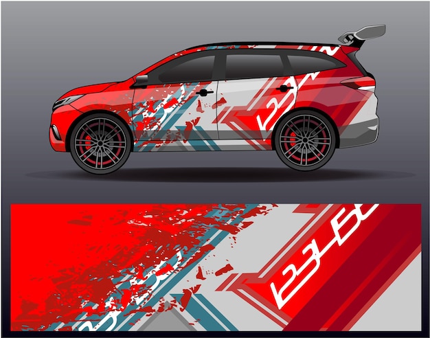 Car wrap decal design vector  for advertising or custom livery