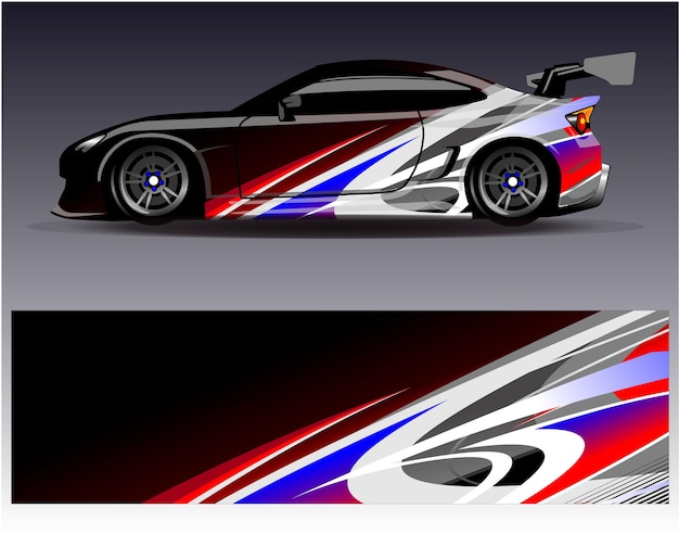 Car wrap decal design vector custom livery race rally car vehicle sticker and tinting