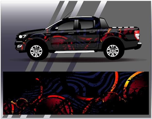 Car wrap design vector Graphic abstract stripe racing background kit designs for wrap vehicle race