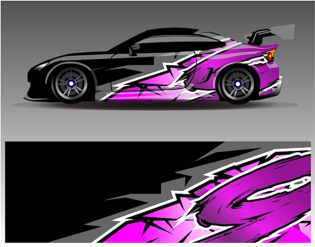 Car wrap design vector. Graphic abstract stripe racing background kit designs for wrap vehicle