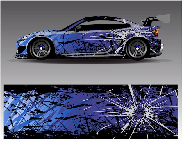 Car wrap design vector. Graphic abstract stripe racing background kit designs for wrap vehicle