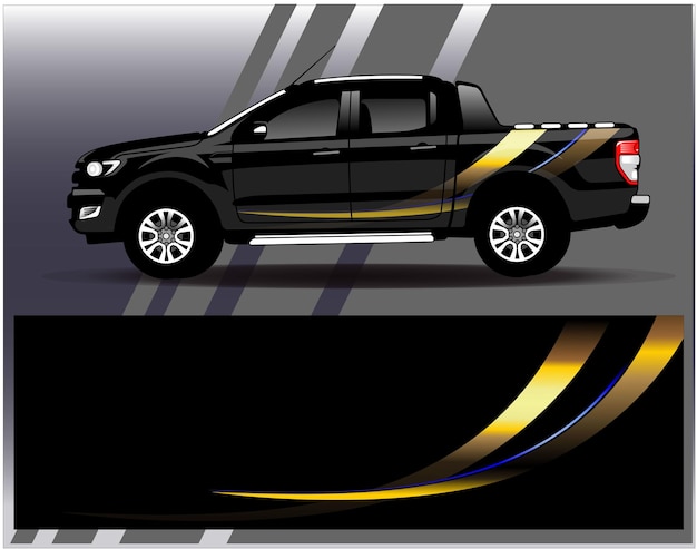 Car wrap design vector. Graphic abstract stripe racing background kit designs for wrap vehicle