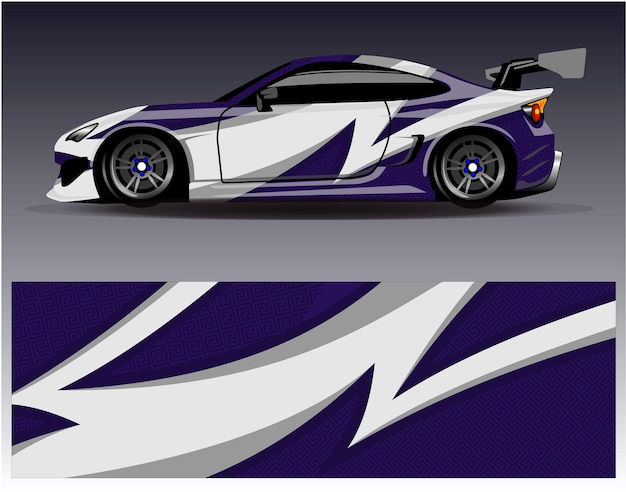 Car wrap design vector. Graphic abstract stripe racing background kit designs for wrap vehicle