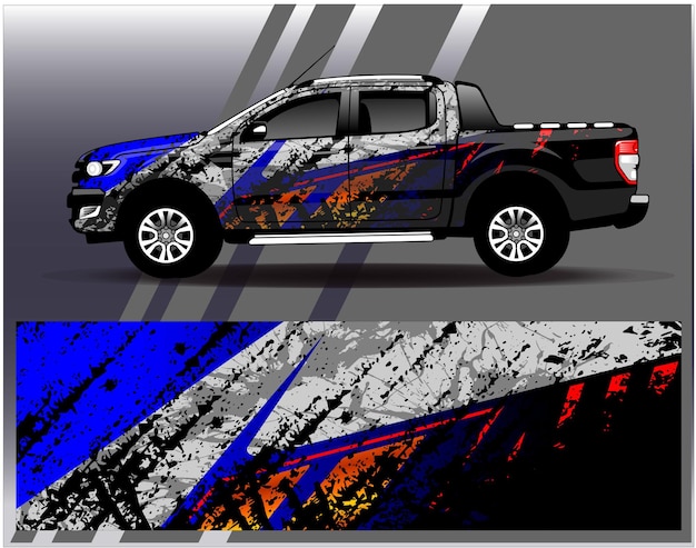 Car wrap design vector Graphic abstract stripe racing background kit designs for wrap vehicle