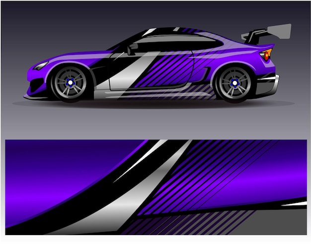 Car wrap design vector Graphic abstract stripe racing background kit designs for wrap vehicle