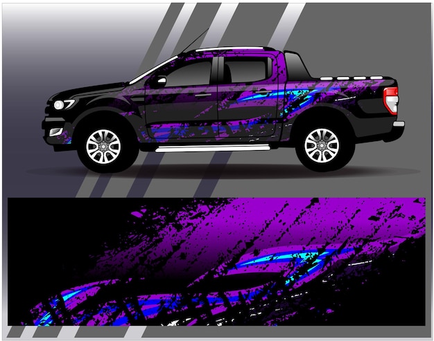 Car wrap design vector Graphic abstract stripe racing background kit designs for wrap vehicle