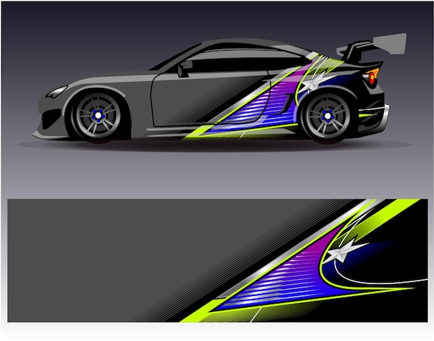 Car wrap design vector Graphic abstract stripe racing background kit designs for wrap vehicle