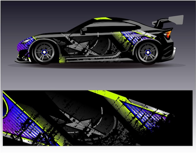 Car wrap design vector Graphic abstract stripe racing background kit designs for wrap vehicle