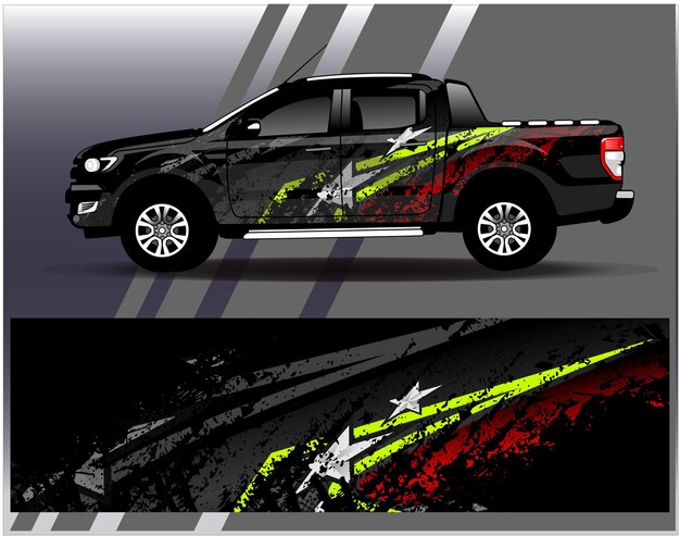 Car wrap design vector Graphic abstract stripe racing background kit designs for wrap vehicle