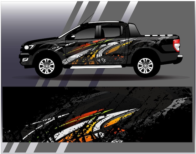 Car wrap design vector Graphic abstract stripe racing background kit designs for wrap vehicle