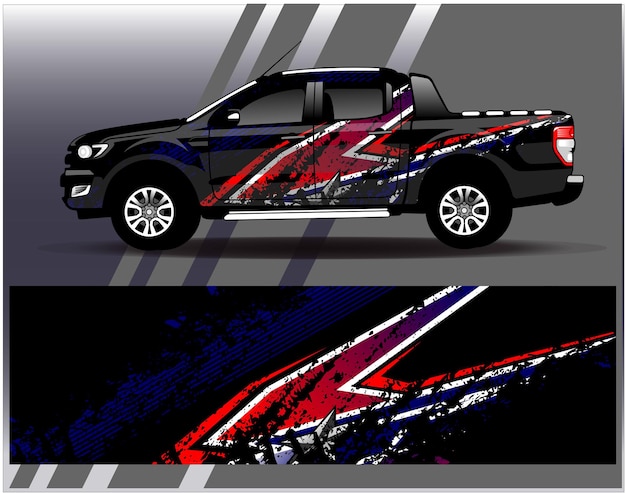 Car wrap design vector Graphic abstract stripe racing background kit designs for wrap vehicle