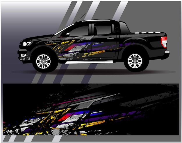 Car wrap design vector Graphic abstract stripe racing background kit designs for wrap vehicle