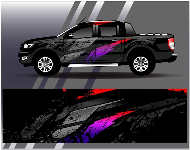 Car wrap design vector Graphic abstract stripe racing background kit designs for wrap vehicle