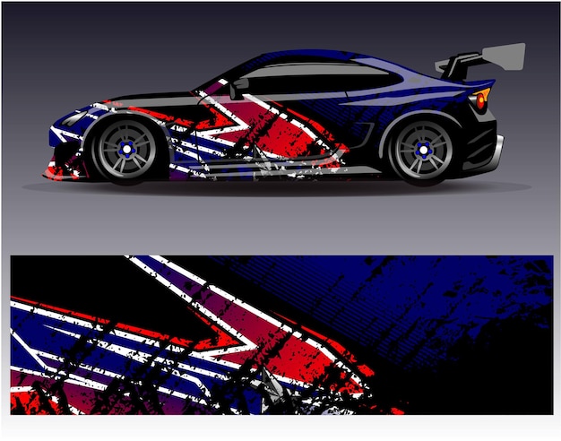 Car wrap design vector Graphic abstract stripe racing background kit designs for wrap vehicle