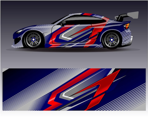 Car wrap design vector Graphic abstract stripe racing background kit designs for wrap vehicle