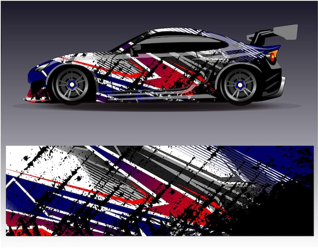 Car wrap design vector Graphic abstract stripe racing background kit designs for wrap vehicle