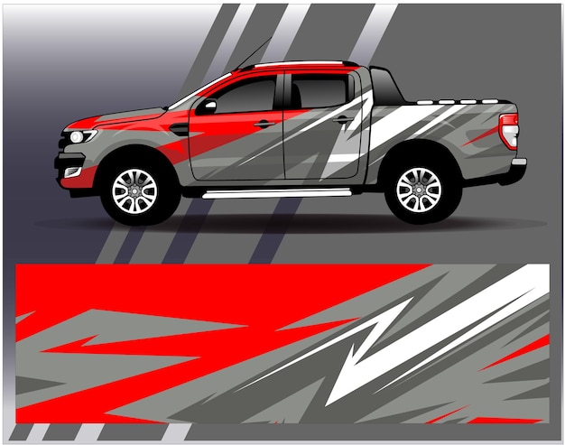 Car wrap design vector Graphic abstract stripe racing background kit designs for wrap vehicle