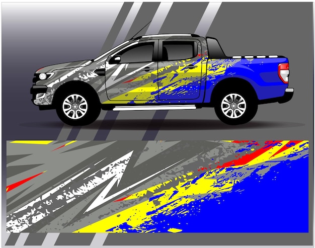 Car wrap design vector Graphic abstract stripe racing background kit designs for wrap vehicle