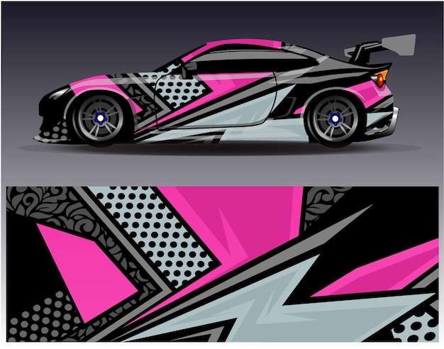 Car wrap design vector. Graphic abstract stripe racing background