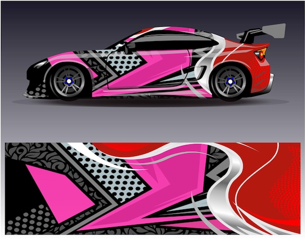 Car wrap design vector. Graphic abstract stripe racing background