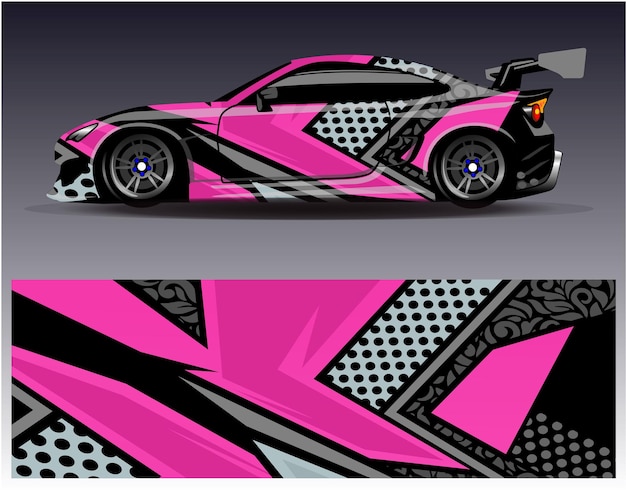 Car wrap design vector. Graphic abstract stripe racing background