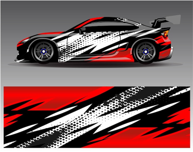 Car wrap design vector. Graphic abstract stripe racing background