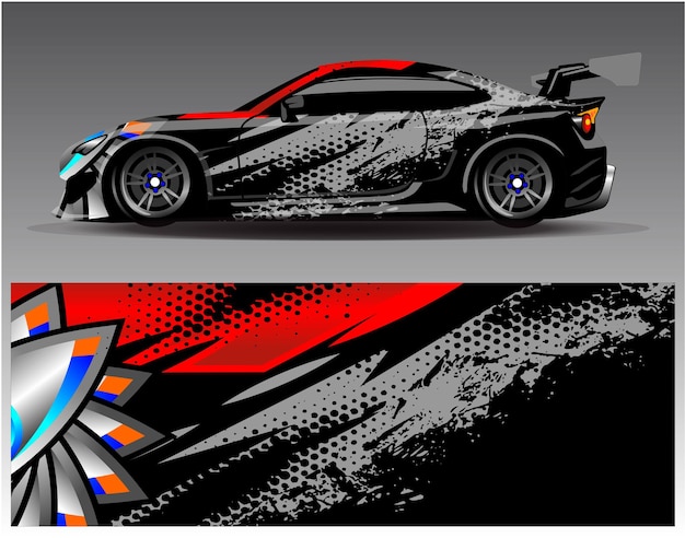 Car wrap design vector. Graphic abstract stripe racing background