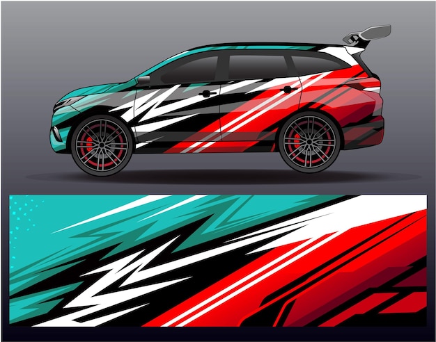 Car wrap design vector. Graphic abstract stripe racing background