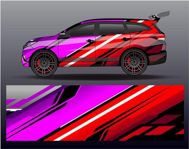 Car wrap design vector. Graphic abstract stripe racing background