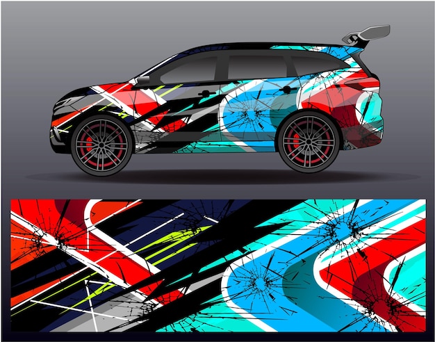 Car wrap design vector. Graphic abstract stripe racing background