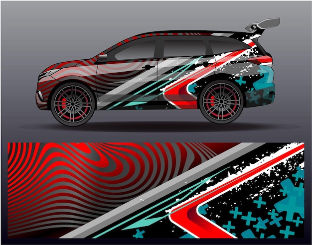 Car wrap design vector. Graphic abstract stripe racing background