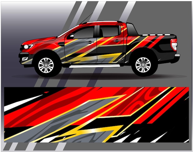 Car wrap design vector truck and cargo van decal Graphic abstract stripe racing background design