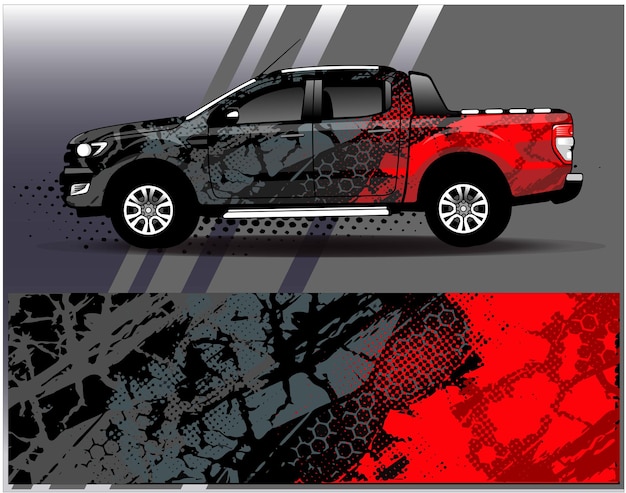 Car wrap design vector truck and cargo van decal sticker