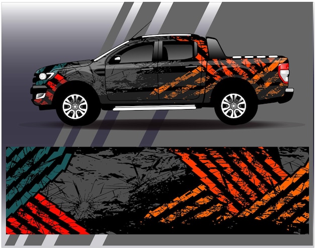 Car wrap design vector truck and cargo van decal sticker