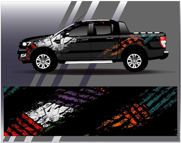 Car wrap design vector truck and cargo van decal sticker