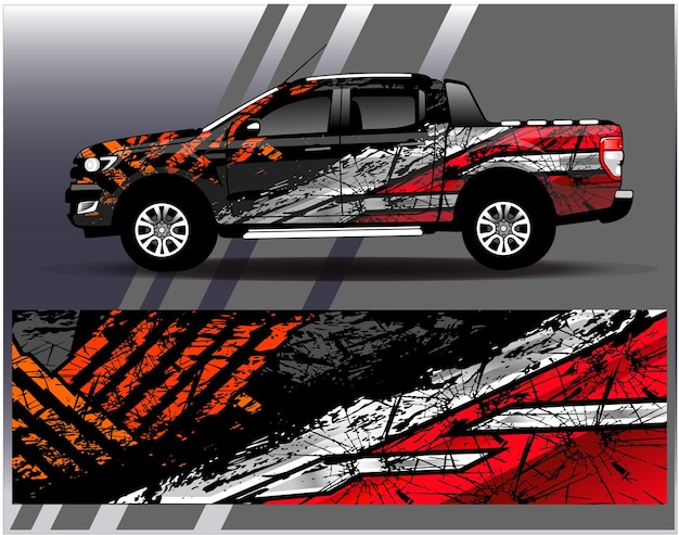 Car wrap design vector truck and cargo van decal sticker