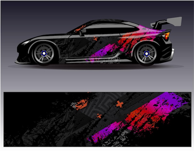 Car wrap design vectorGraphic abstract stripe racing background designs for vehicle rally race