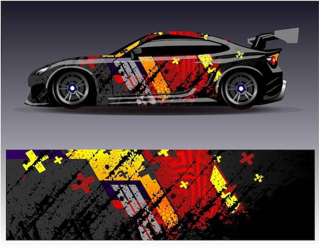 Car wrap design vectorGraphic abstract stripe racing background designs for vehicle rally race