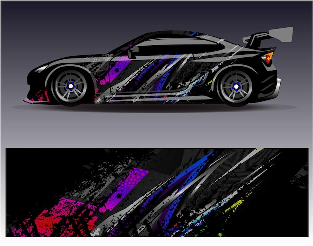 Car wrap design vectorGraphic abstract stripe racing background designs for vehicle rally race